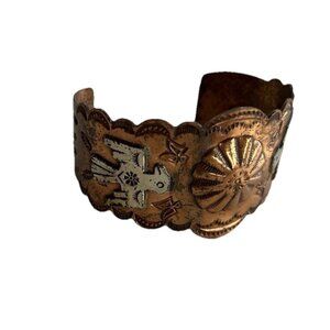 Vintage Native American Navajo Copper Thunderbird eagle Cuff Bracelet Sz 6.5”